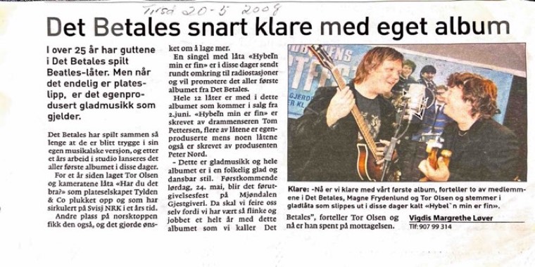 Avisutklipp om Det Betales: 2008, 20. mai