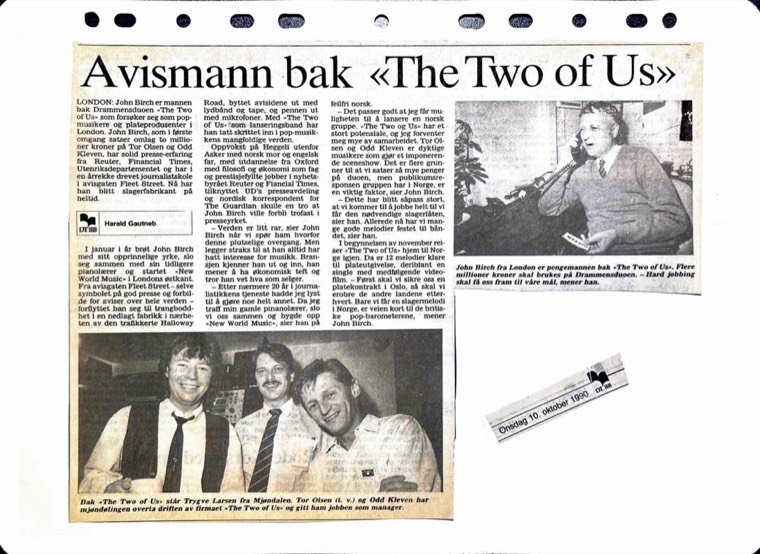Avisutklipp om Det Betales: 1990, 10. oktober