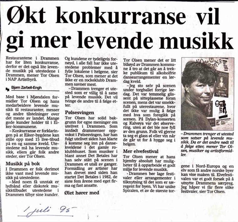 Press clipping from 1995 in the Det Betales archive