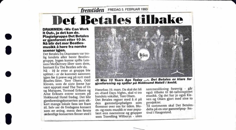 Avisutklipp om Det Betales: 1993, 5. februar