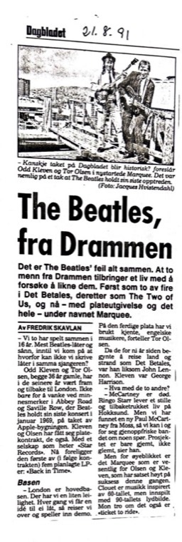 Avisutklipp om Det Betales: 1991, 21. august