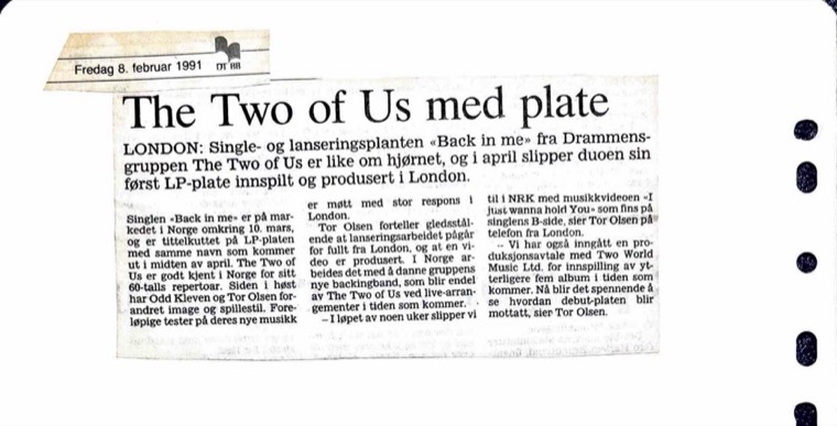 Avisutklipp om Det Betales: 1991, 8. februar
